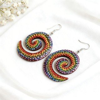 New Design Painting Wood Earrings by Balinese Artisans